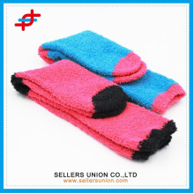 Bright color Half-velvet ladies thick knitted terry sock